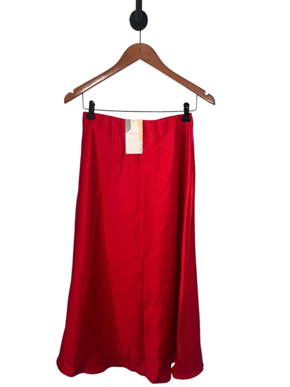 Satin Red Midi Skirt